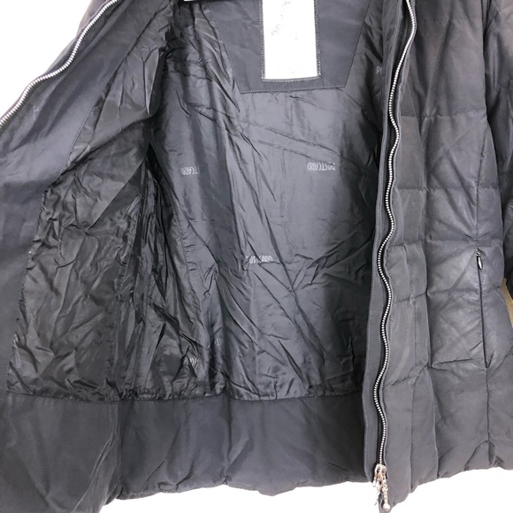 Post Card Black Quilted Puffer Down Jacket W/ Fur Hood Sz M - Picture 10 of 16